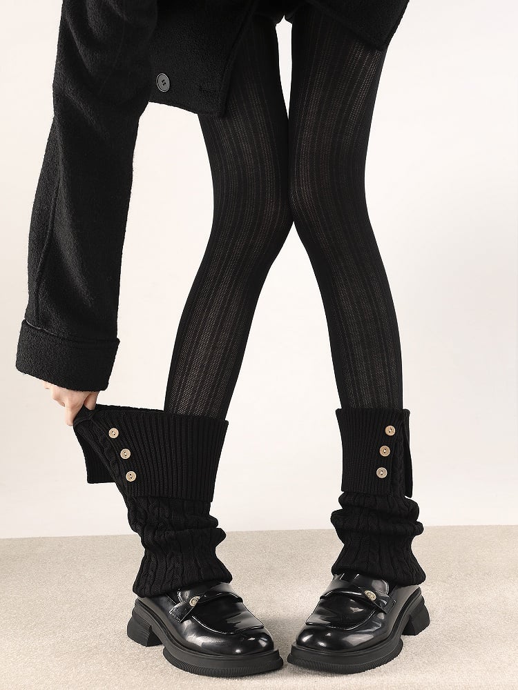 Button Colors Knit with Leg Warmers Decoration Warm 4 Cable