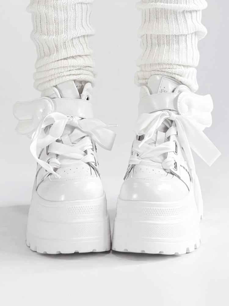 Shoes Accents Wings Gothic Platform Detachable White