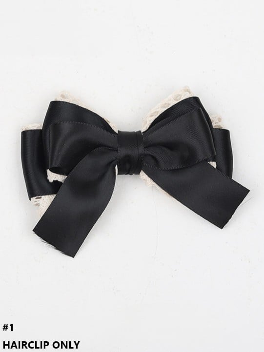 Black Lolita Hairclip Bowknot