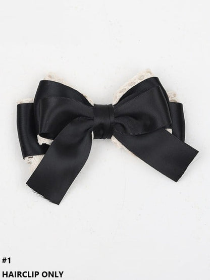 Black Lolita Hairclip Bowknot