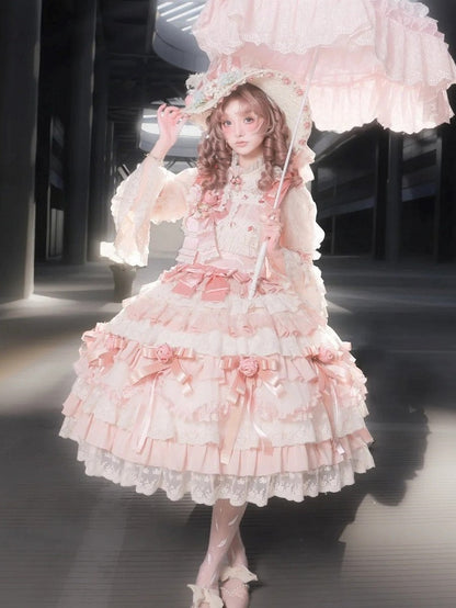 with Lolita Accents Lace Bell Beige Blouse Flower Sleeves