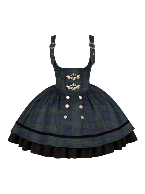 Under Plaid Green Bust Lolita Pattern Version Short Dress