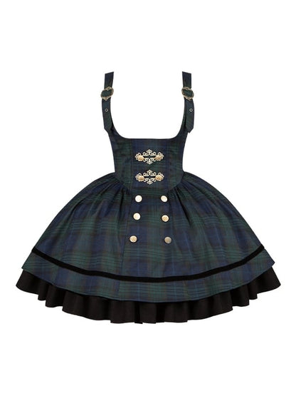 Under Plaid Green Bust Lolita Pattern Version Short Dress