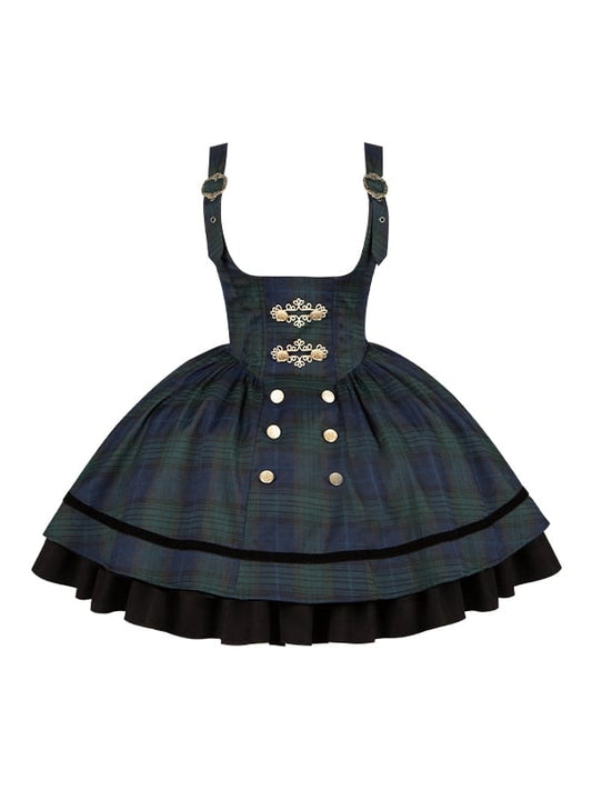 Under Plaid Green Bust Lolita Pattern Version Short Dress