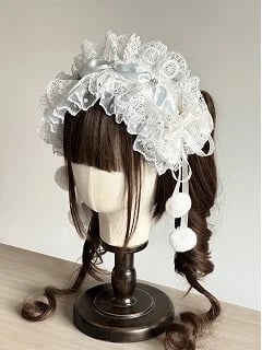 Pom-Pom (Lace Accents) Set Hairband Lolita Multi-Color