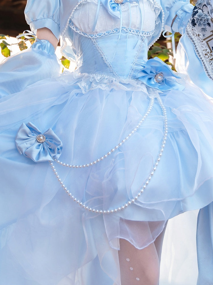 Bowknot Blue Chain Kleid Perle und Zubehör