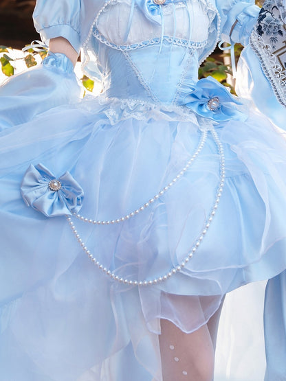 and Blue Chain Bowknot Accessory Bead Dress