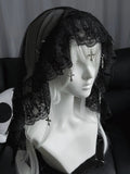 with Lace Gothic Black/White Cross Veil Lolita Charms