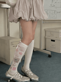 Lolita Print Socks Bow Calf