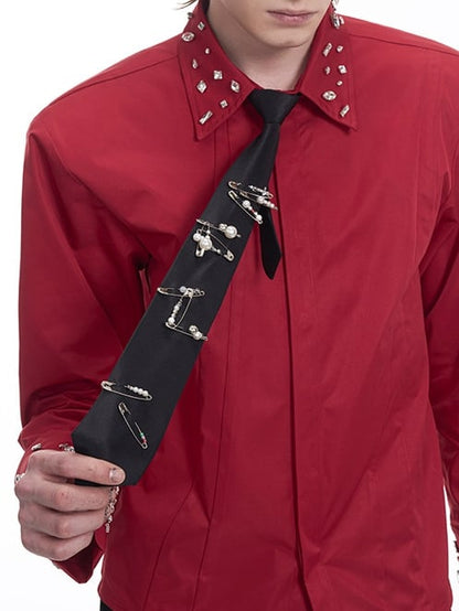 Épingle à Cravate Classique pour Homme, Décoration de Cou Noire avec Perles