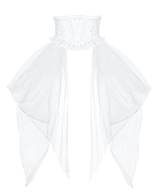 Veil Side White with Fabric Detachable Jacquard Belt Corset