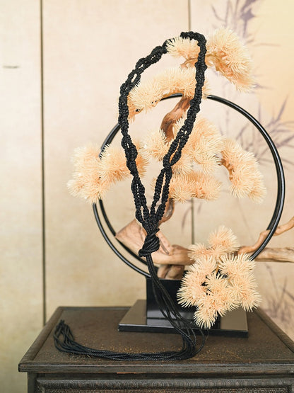 Chinese-Style Black Woven Tassel Waist Cord - Quirky Hut