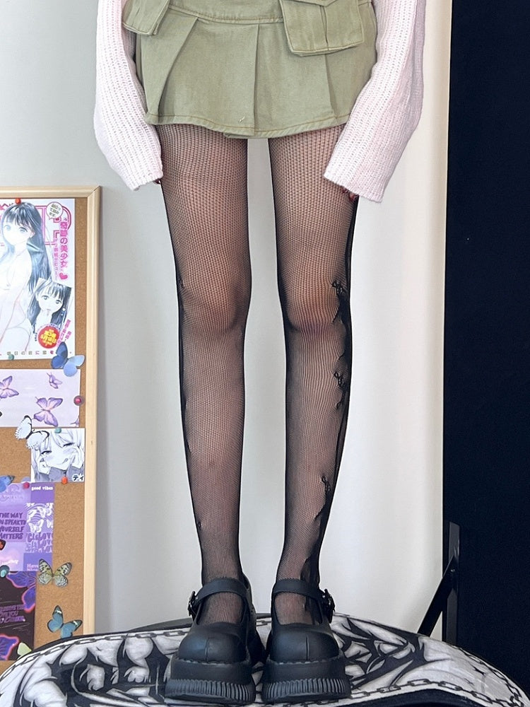 くり抜き赤/黒タイツ