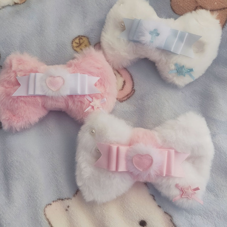 Plush Options Bowknot Decorated 3 Color Star Hairclip