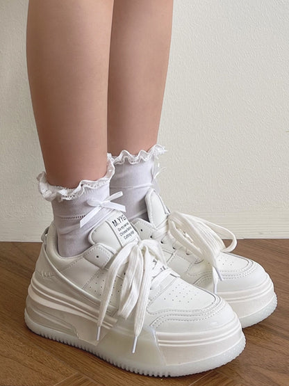 Bowknot Yellow/Beige/Black Socks Lolita Light Trim Lace Decorated