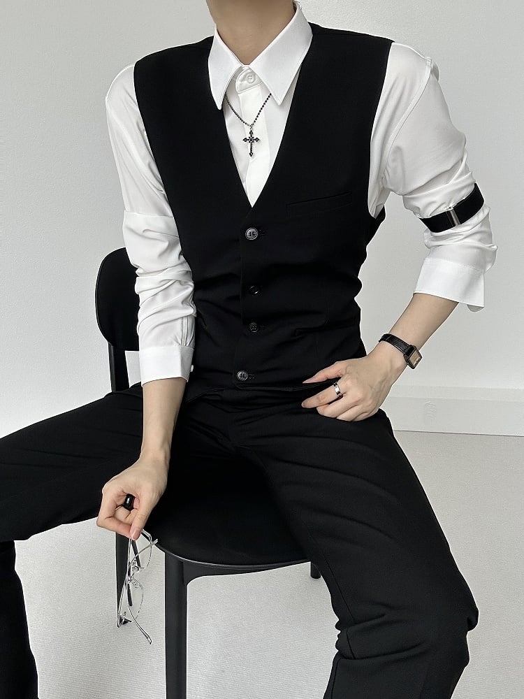 Flat White Collar Long-Sleeve Ouji Unisex Shirt Lolita Pointed