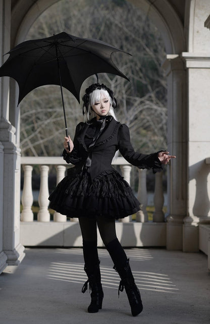 ブラックゴシックロリータ蝶の羽根型裾ブレザー