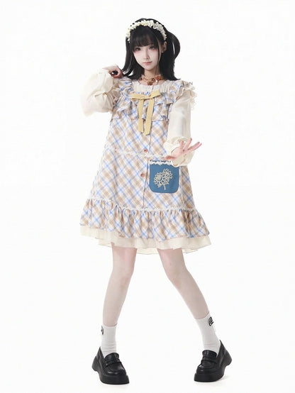 ブラウス ベージュ レーストリム 長袖 セミシアー