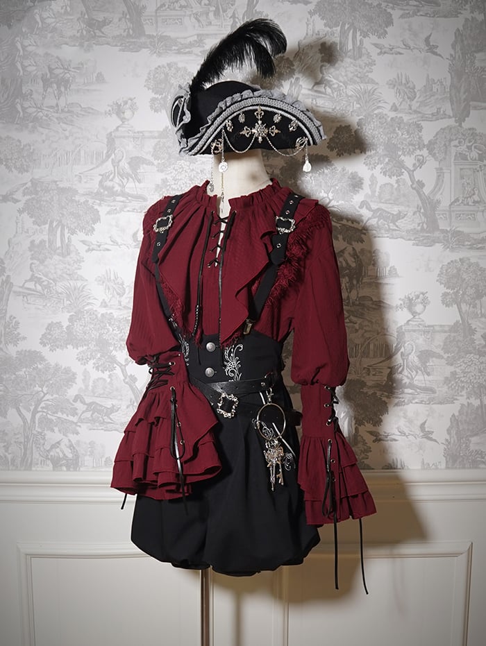 Black High Straps Belt with Ouji Waist Corset Lolita Shorts