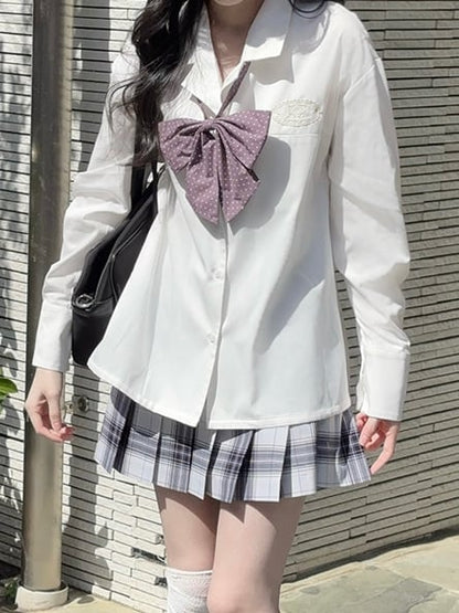 Stil Reverskragen Grün/Rosa/Weiß JK Uniform Shirt Preppy