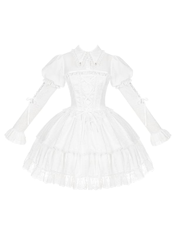 Collar Trim Dress Sleeves Short Gothic Shirt Lace Juliette White Lolita