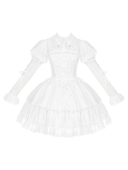 Collar Trim Dress Sleeves Short Gothic Shirt Lace Juliette White Lolita
