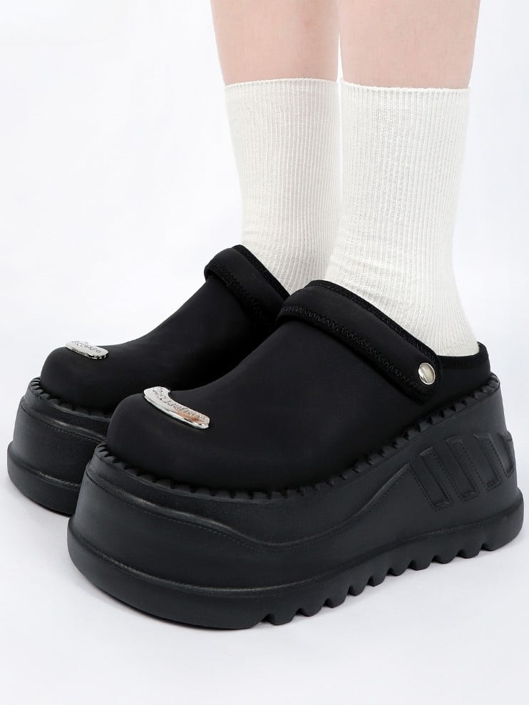 Metal Sole with Flip-Flop Bostons Top Straps Black Plates Platform Birkenstock Backless -