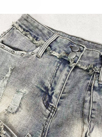 Design Blue Raw Bittersweet Distressed Hem Shorts