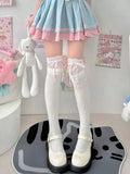 Lace Thigh-High White Bow Stockings -