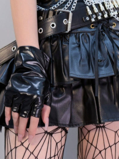 Cyberpunk Futuristic Half-Finger Gloves in Two Tones - Mr. Cat