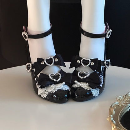 ヒール カットアウト ウェッジ ギャル ブラック ジライ ファッション ジェーンズ メアリー ハート ケイ シューズ