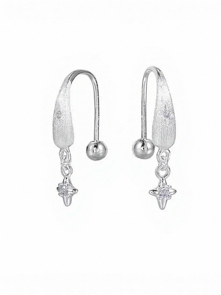 Silver Star Pendant Earrings with Rhinestone Details - Insomnia Artist