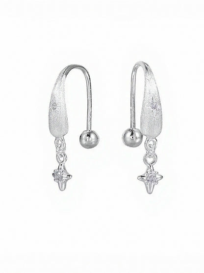 Silver Star Pendant Earrings with Rhinestone Details - Insomnia Artist