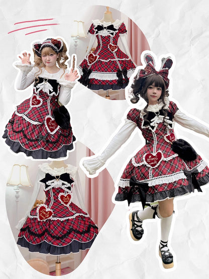 White Cuffs Top Details Lolita Bow and Plush with Long-Sleeve