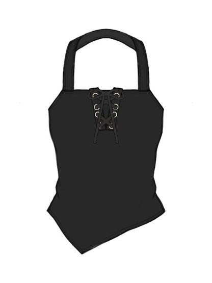 プラスサイズ レオパード柄 ブラック＆ブラウン クロップド スウェットシャツ＆ホルターネック トップ