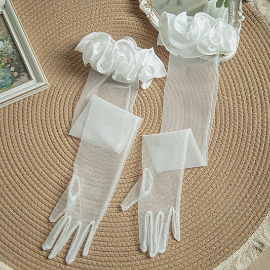 Weiße Handschuhe Tüll