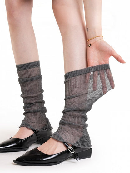 Ribbed Semi-sheer Ruffle Leg Warmers - ModaSwings