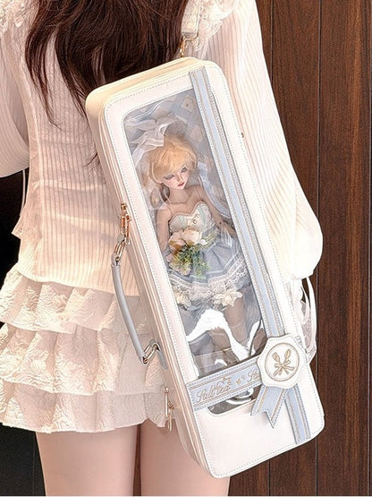 Kawaii 1/4 Scale BJD Bag with Transparent Window and Embroidered Accents - Salt Tea