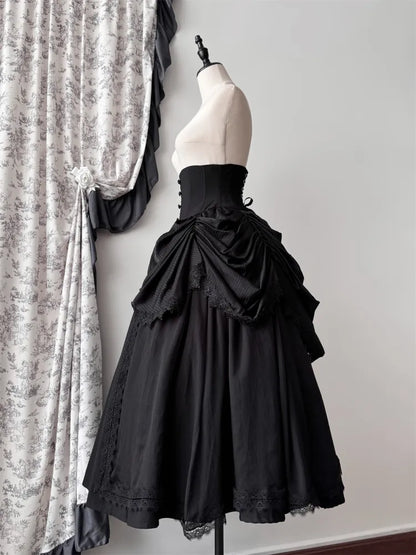 Korsett Aristokrat Gürtel Viktorianischen Lolita Taille Rock Hohe Gothic Knochen Schwarz