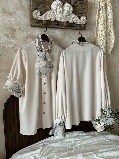 Classic Ouji Lolita Shirt with Short and Long Sleeves - Magic Skirt Cat