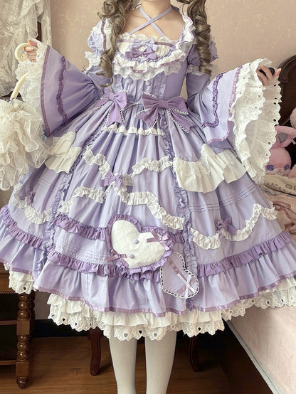 Plus Sizes Available Purple Gorgeous Old School Princess Lolita Cotton Dress