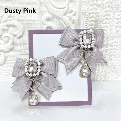 Bow Colors 7 with Hairclips Decorated Rhinestone