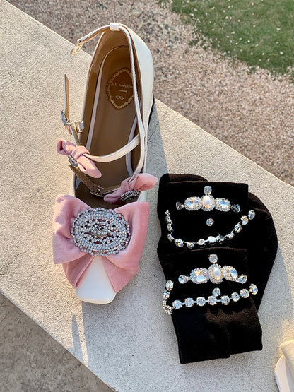 with Rhinestone Socks Decoration Black/White/Gray Chain Calf