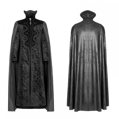 Coat Black Gothic Count Cloak Long Night Men's