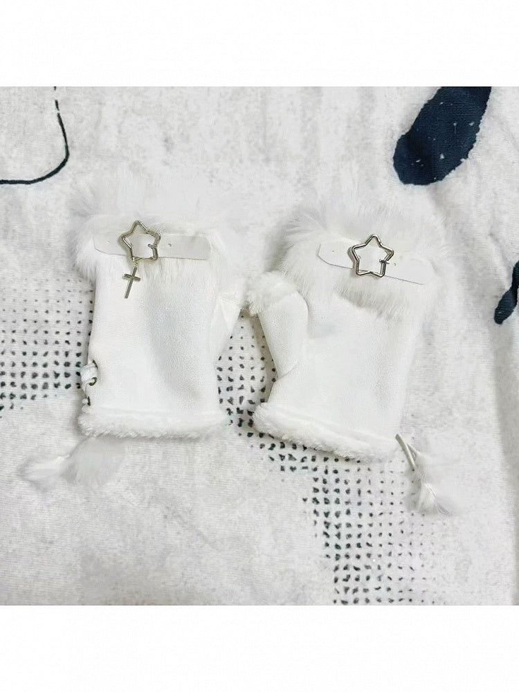 Plush Half-Finger Gloves with Metal Buckle - Post-2000 Gift Shop