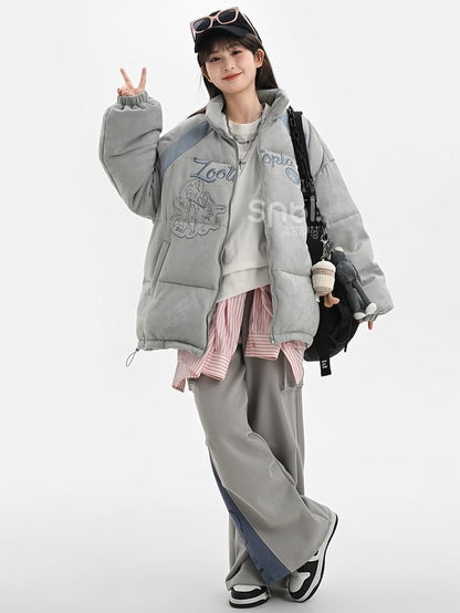 Zootopia Judy and Nick Applique Grey Puffer Jacket