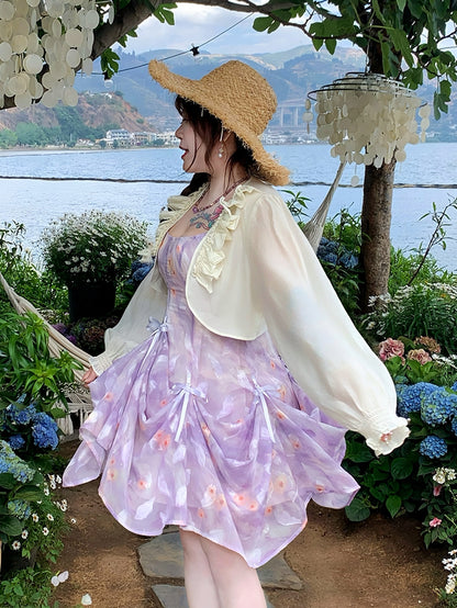 プラスサイズ アプリコット フリルトリム オープンプラケット ラインストーン装飾トップス