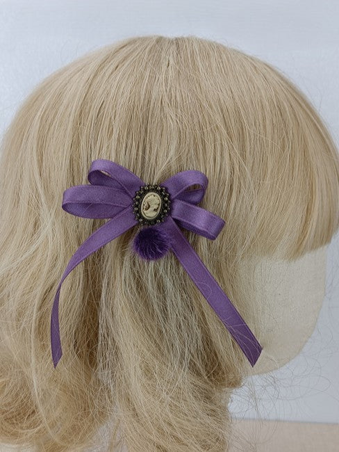 Purple Satin Bow Thin Deep Hairclip
