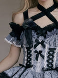Lolita and Rose Black Blue Tulle Brooch