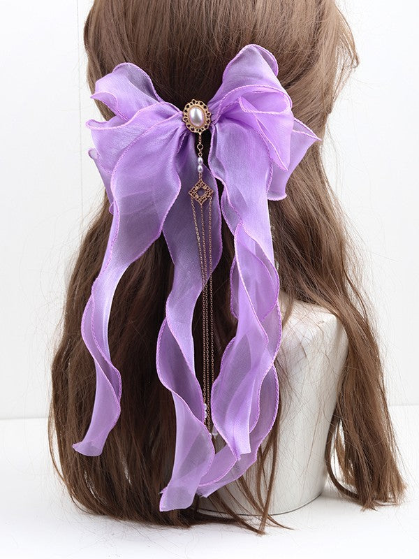 Color Hairclip Options 11 Lolita Organza Tassel Bowknot Pearl